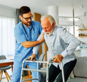 nurse helping senior