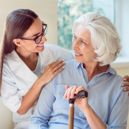 nurse and senior getting along