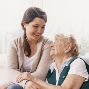 senior being comfortable with nurse