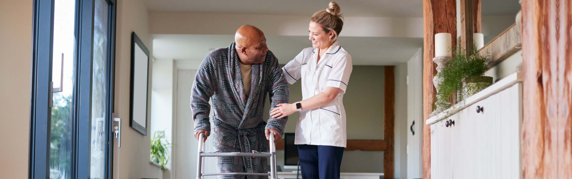 nurse helping senior